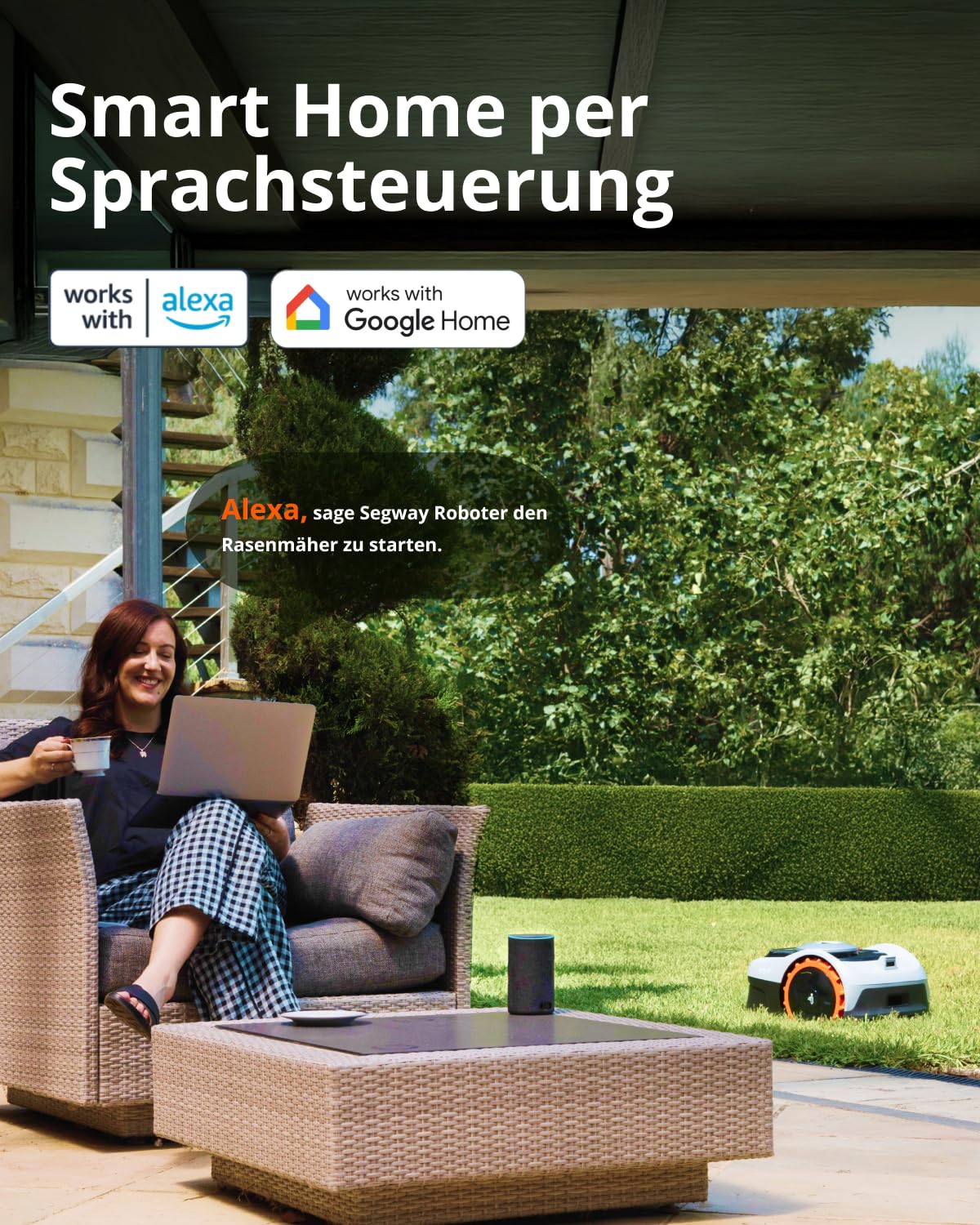 Navimow i105E Mähroboter ohne Begrenzungskabel, Empf. 500 m², Max. 600 m², RTK+Vision Rasenmäher Roboter Testsieger, Igelschutz Rasenroboter, KI Auto Kartierung