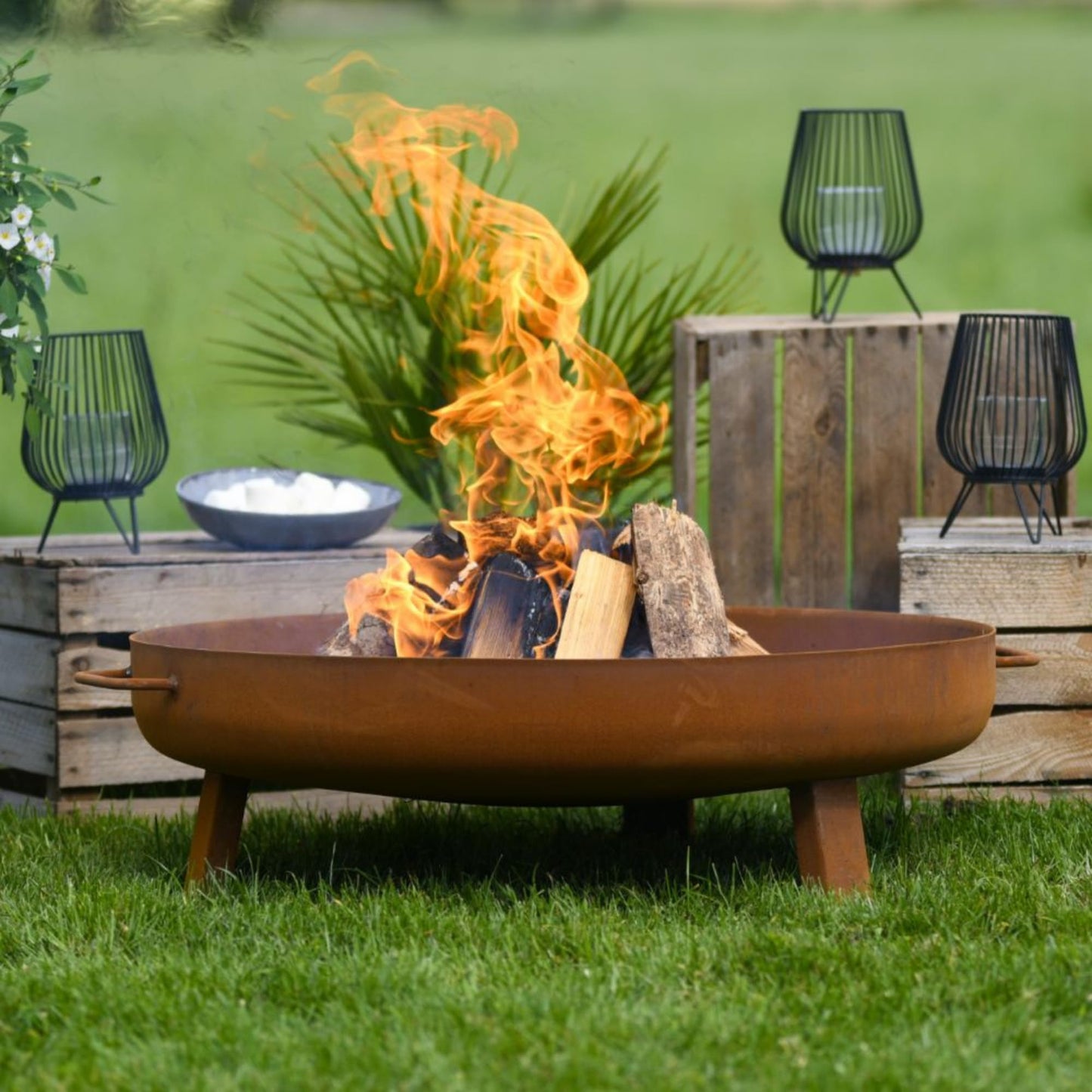 Czaja® Feuerschale Bonn Ø 80 cm - mit Wasserablaufbohrung - Feuerschalen für den Garten, Terrasse und Balkon, Feuertonne und Feuerkorb, große Feuerstelle für den Garten