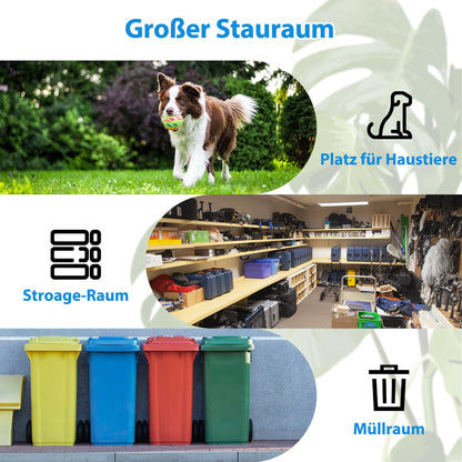 Thanaddo Metall Gerätehaus 9m³ Gerätehaus mit Pultdach,Gartenhaus Geräteschuppen Garten Schuppen Inkl. Metallfundament (ohne Boden), Geräteschrank für Garten,Grau