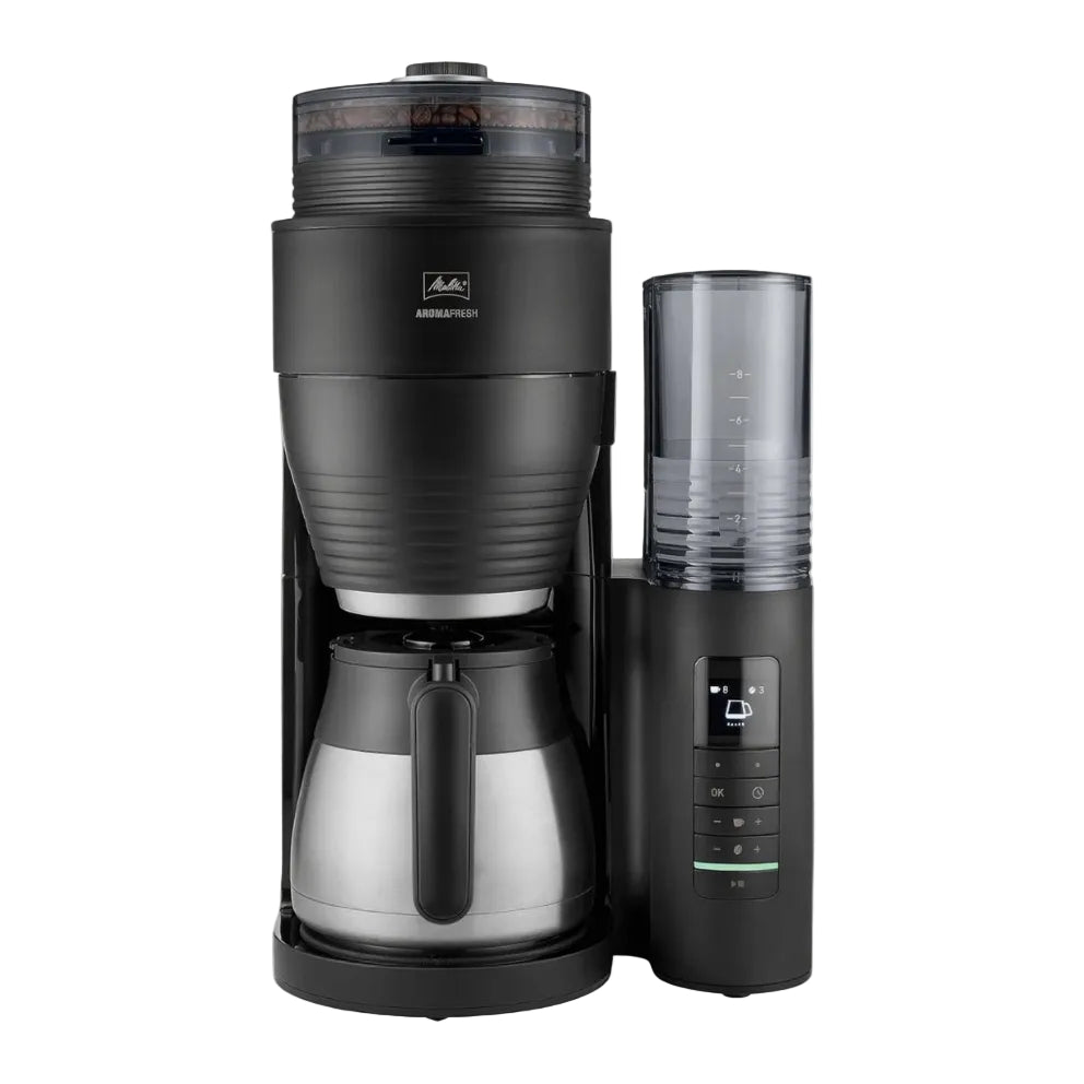 Melitta AromaFresh Therm Pro X Filterkaffeemaschine | Keramikmahlwerk | Thermoskanne | Timer | Schwarz