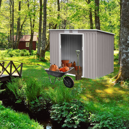 HATTORO P100 Metall Gerätehaus 213×130×173cm Geräteschuppen Schuppen Gartenhaus Outdoor (Hellgrau)
