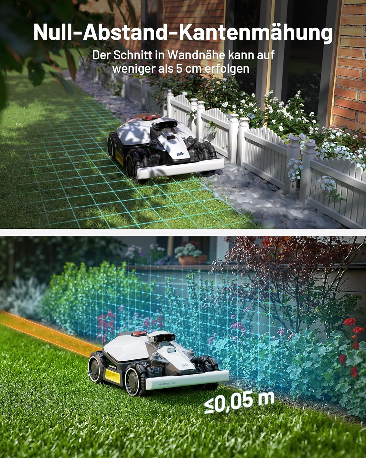 Mammotion LUBA Mini AWD 800 Mähroboter – Intelligenter Allround-Rasenpflegeautomat mit 4G, Virtuellem Zaun und Offroad-Fähigkeit für bis zu 1500 m²